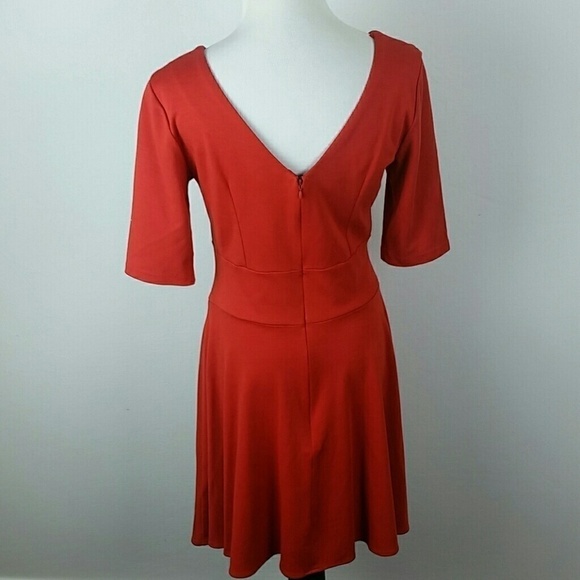 COTTON CANDY l Rust Ponte Knit Fit Flare Dress E1 - Picture 4 of 6